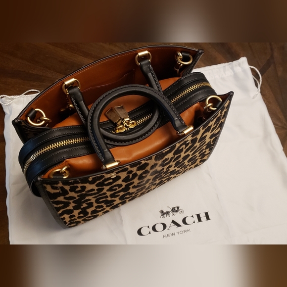 Coach Rogue Haircalf Leopard Print Glovetanned Leather Bag - Picture 11 of 16